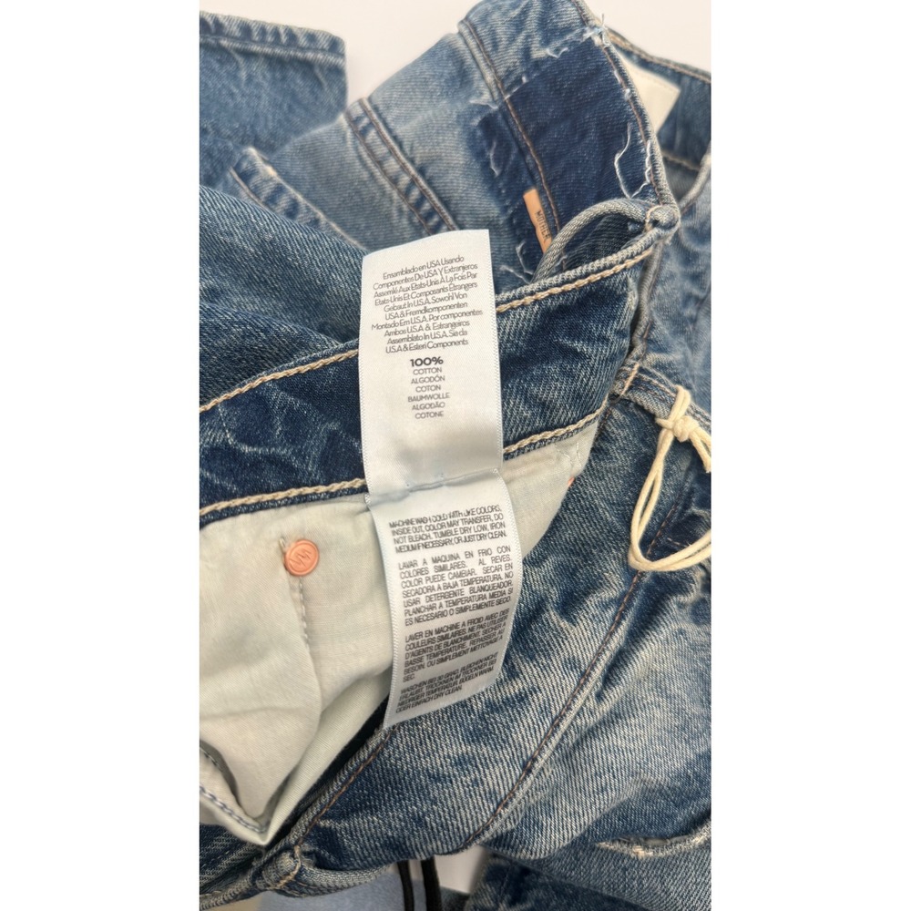 NWT MOTHER Superior The Ditcher Roller Zip Sneak Jeans 33 Wide Leg High Rise - Picture 9 of 10
